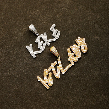 Custom Script Letter Pendant 18K Gold