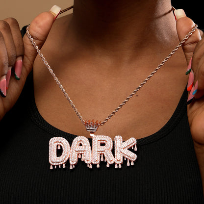 Custom Drip letter pendant Rose Gold