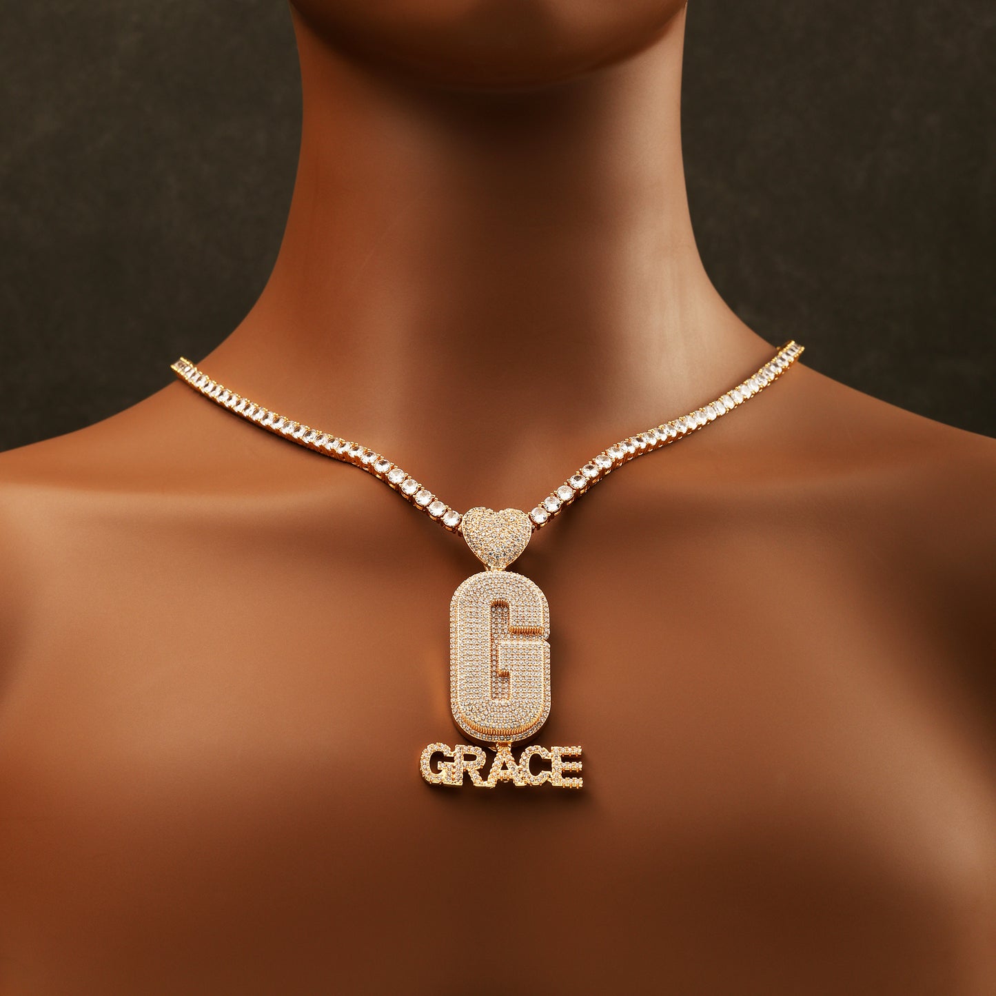 Custom Initial Letter Pendant 18K Gold