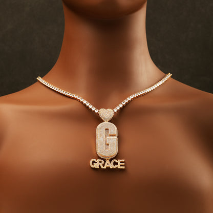 Custom Initial Letter Pendant 18K Gold