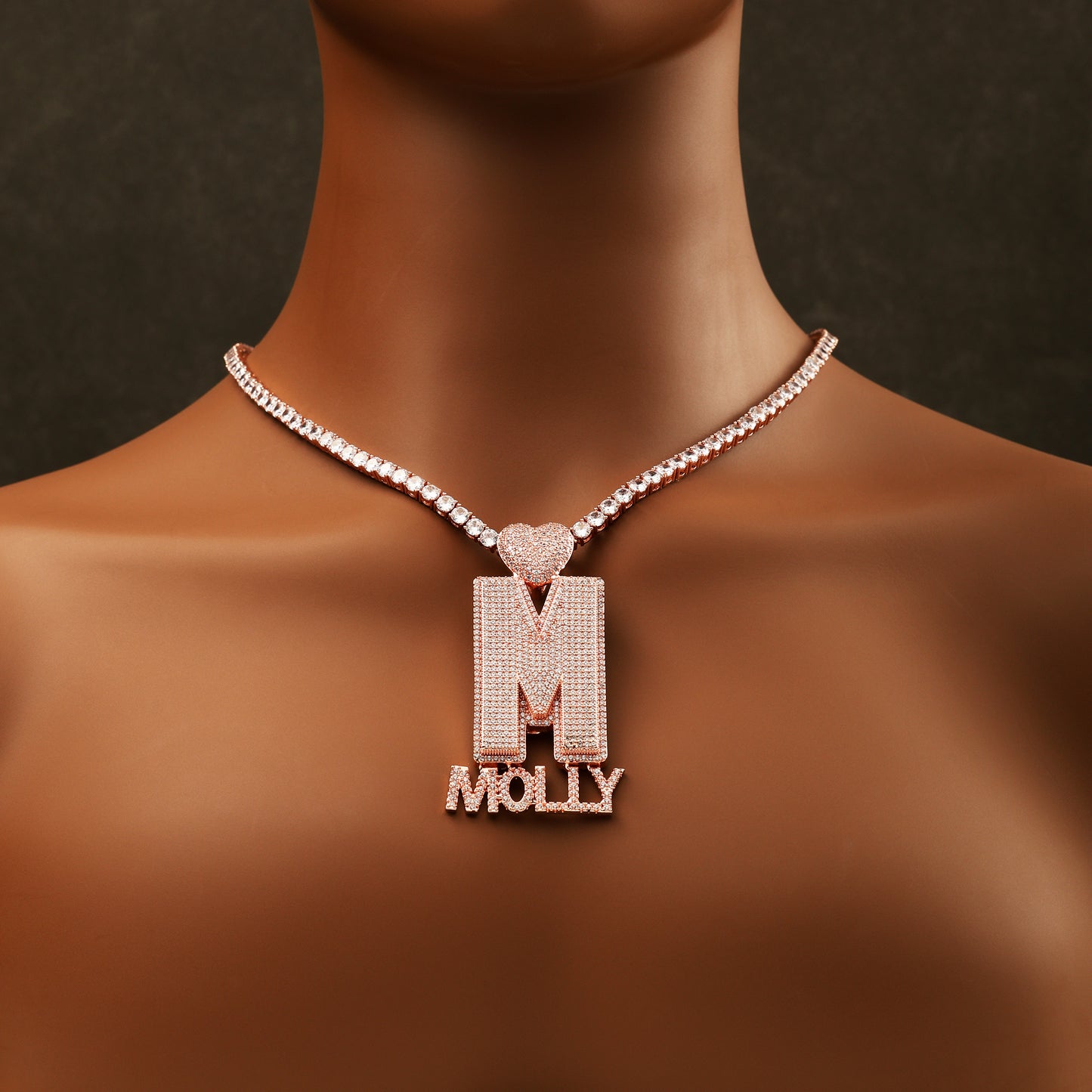 Custom Initial Letter Pendant Rose Gold