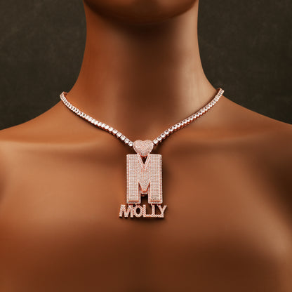 Custom Initial Letter Pendant Rose Gold