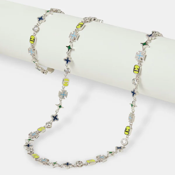Blue Mixed Motif Polished Gemstone Necklace ＆ Bracelet
