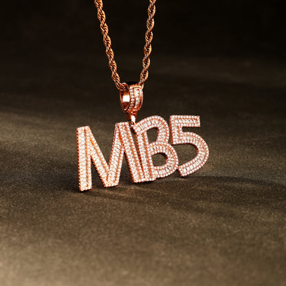 Custom Baguette Letter Pendant Necklace Rose Gold