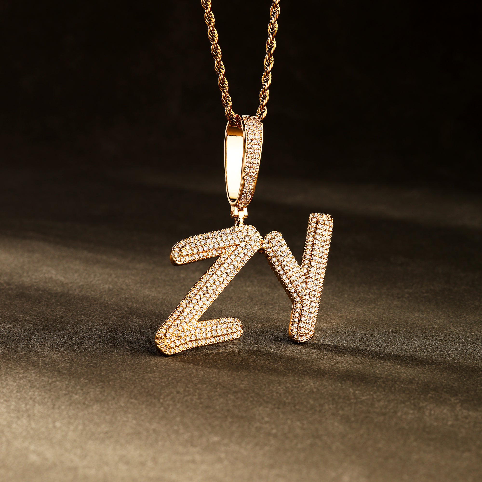 Custom Script Letter Pendant 18K Gold – iceyqueen