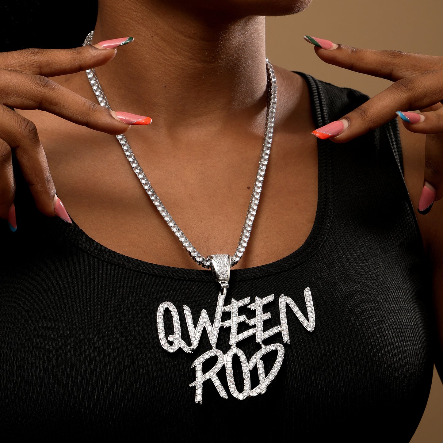 Custom Cursive Letter Necklace White Gold