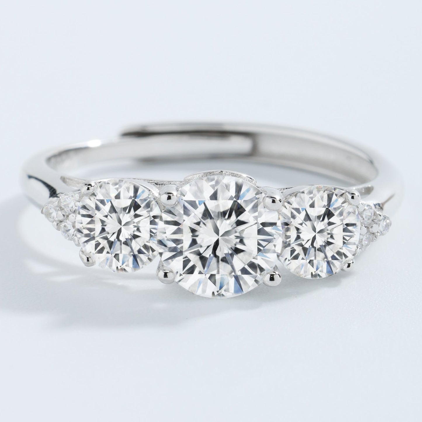 3 Stone All Synthetic Moissanite Ring