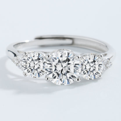 3 Stone All Synthetic Moissanite Ring