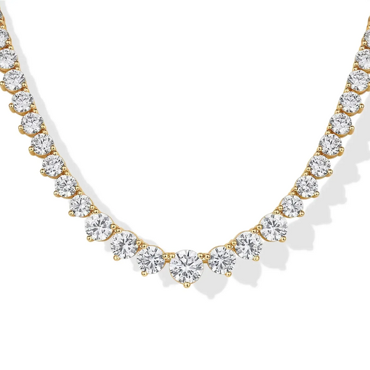 Graduated Gradient CZ Gold Chain Bridal Statement Tennis Necklace