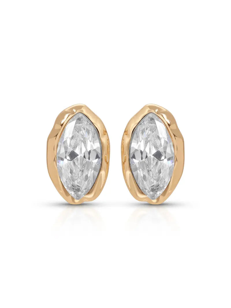 Luxe Mini Stud Earrings | 18K Gold Plated Dainty CZ Studs with Clear Gemstone