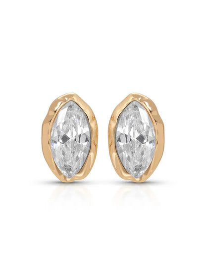 Luxe Mini Stud Earrings | 18K Gold Plated Dainty CZ Studs with Clear Gemstone