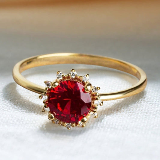 Real Diamond Round Ruby Ring