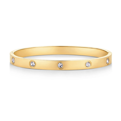 Gold Plated Hinged Cuff with Cubic Zirconia Fashion Trend Jewelry Waterproof Love Bangle Bracelet for Women