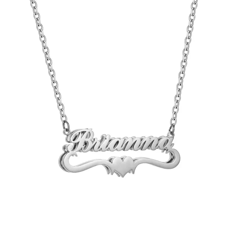 Personalized Double-Layer Stainless Steel Name Necklace – Customized Love Jewelry for Wife, Girlfriend & Mom