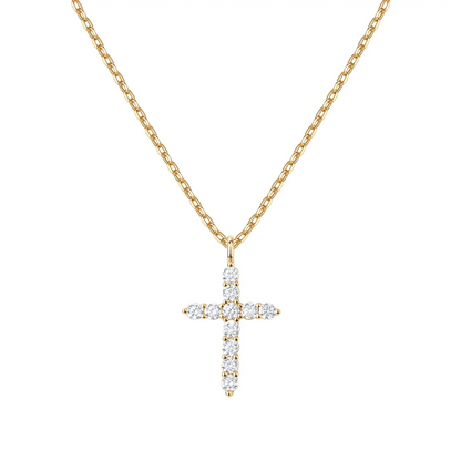 Elegant Gold Cross Pendant Necklace Minimalist Christian Faith Gold Jewelry