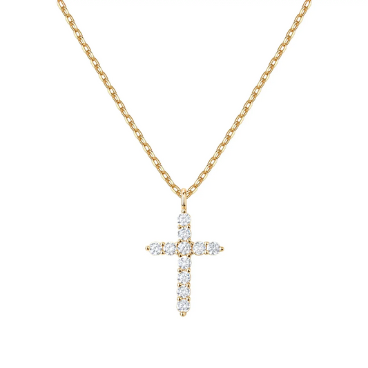 Elegant Gold Cross Pendant Necklace Minimalist Christian Faith Gold Jewelry