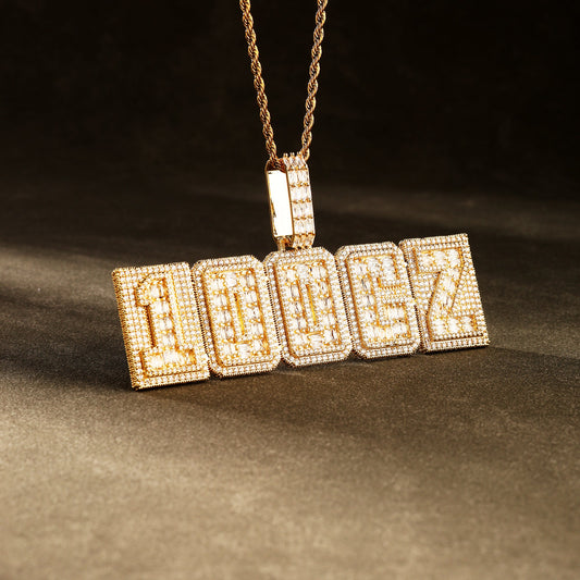 Custom Letter Baguette Two Layer Necklace 18K Gold