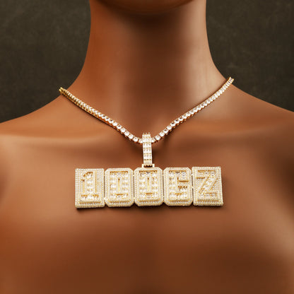 Custom Letter Baguette Two Layer Necklace 18K Gold