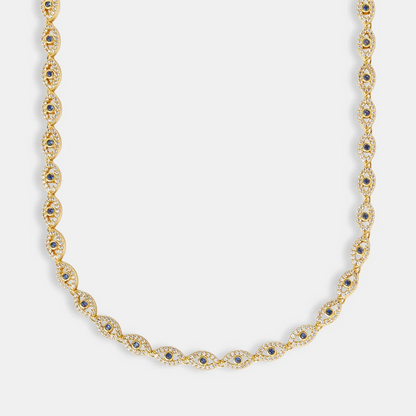 Gold Evil Eye Gemstone Necklace