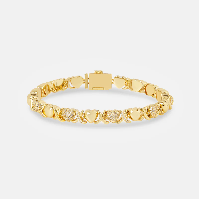 Gold XOXO Diamond Gemstone Necklace
