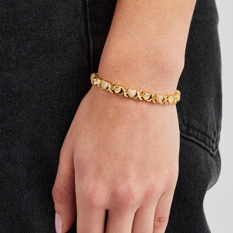 Gold XOXO Diamond Gemstone Necklace