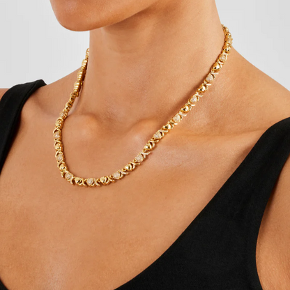 Gold XOXO Diamond Gemstone Necklace