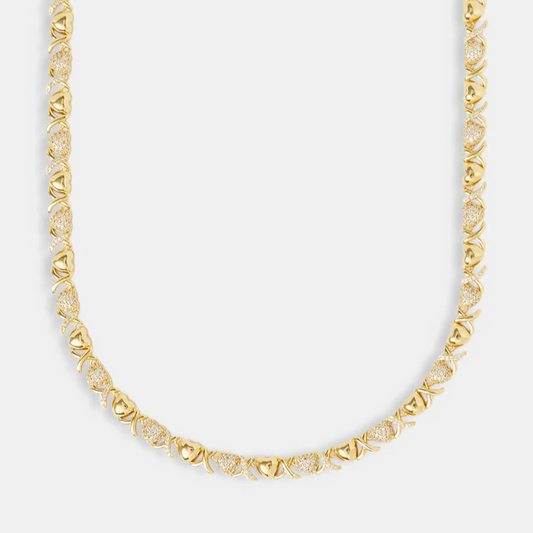 Gold XOXO Diamond Gemstone Necklace