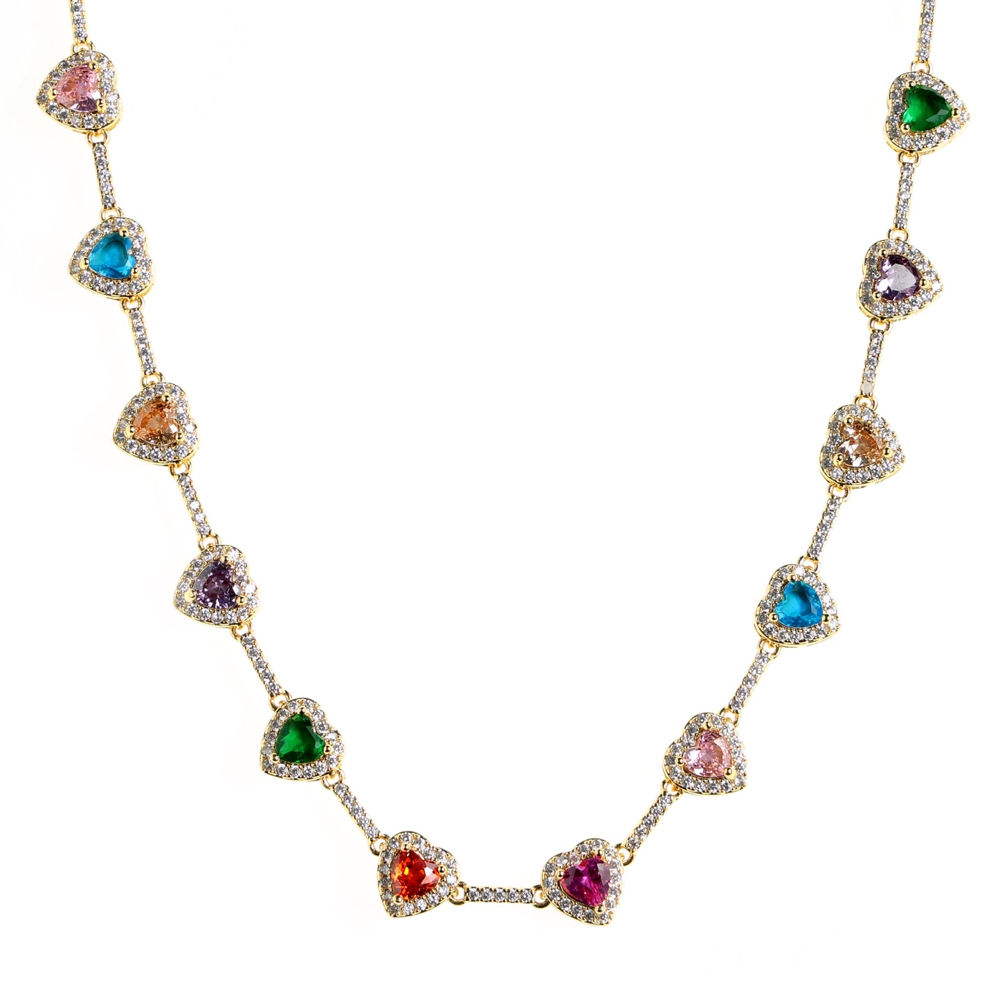 Heart Shaped Colorful Synthetic Decorated Necklace