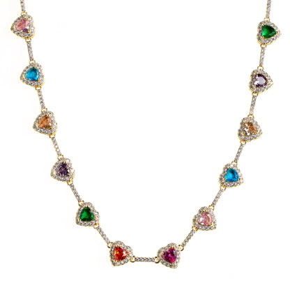 Heart Shaped Colorful Synthetic Decorated Necklace