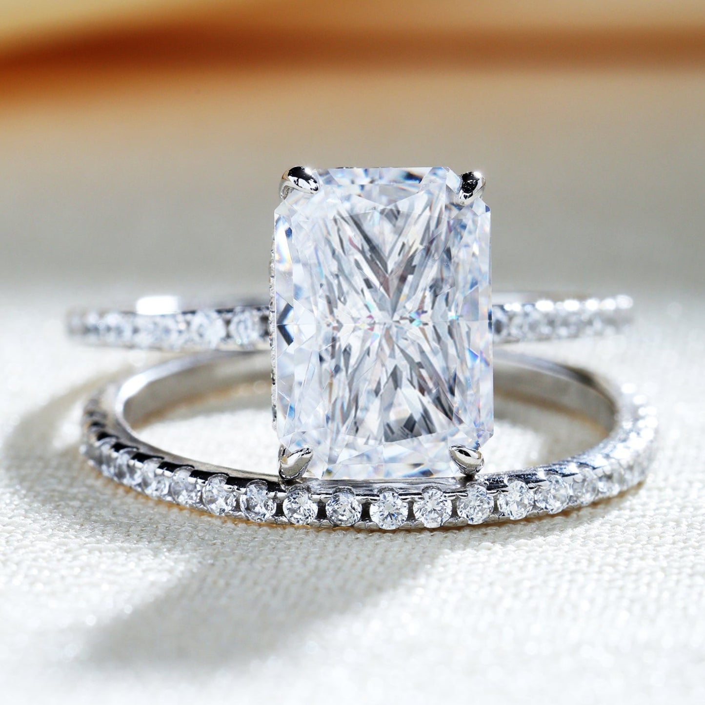Gorgeous 3.5 Carat Radiant Cut  Ring Set