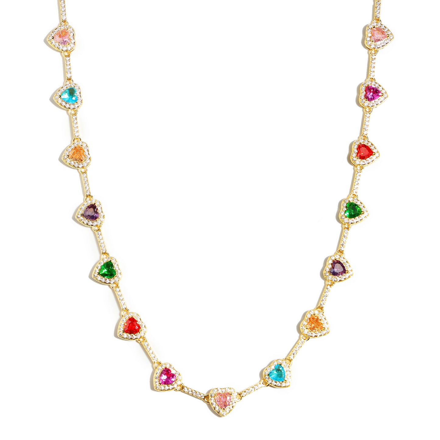 Heart Shaped Colorful Synthetic Decorated Necklace