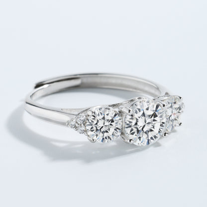 3 Stone All Synthetic Moissanite Ring