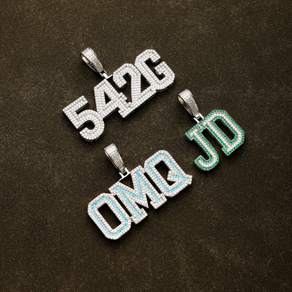 Custom Letter Name Necklace White&Green Gold