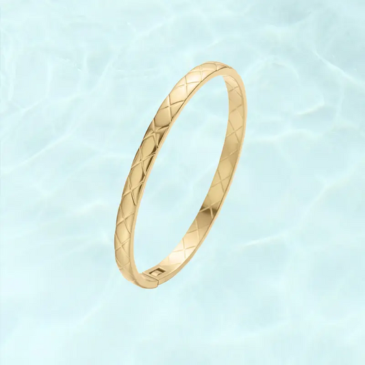 Quilted Bangle Bracelet for Women Tarnish-Free Daily Stackable Hand Jewelry Modern & Luxurious