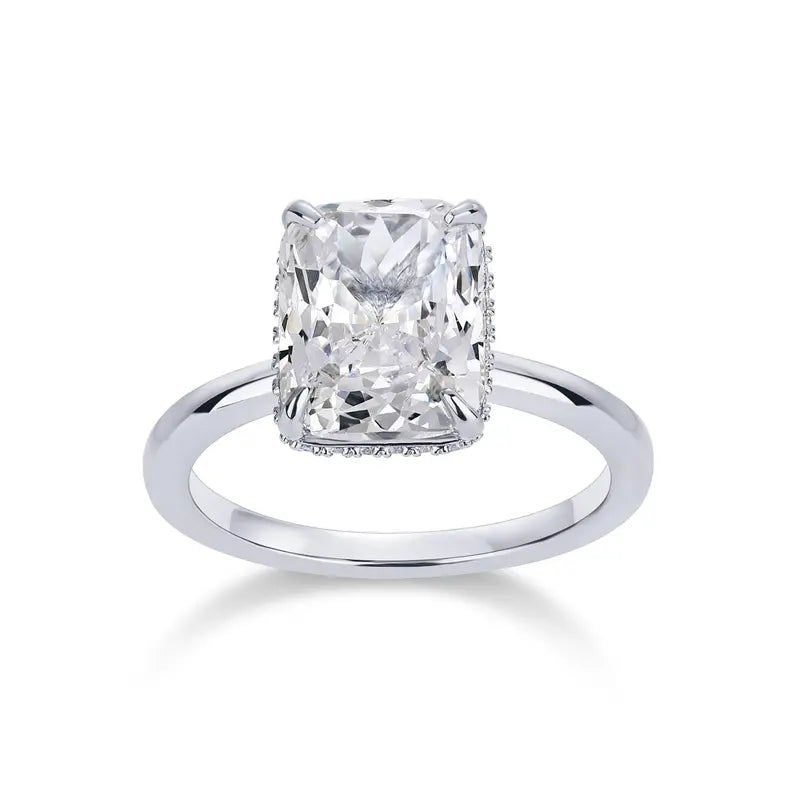 14K Gold Plated 3.5CT Square Radiant CZ Ring with Hidden Halo