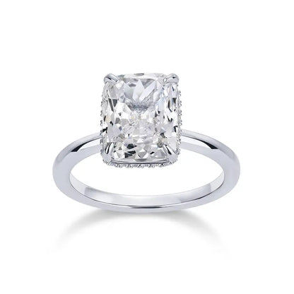 14K Gold Plated 3.5CT Square Radiant CZ Ring with Hidden Halo