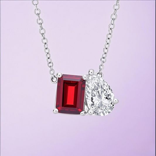 Garnet and Diamond Two Stone Pendant