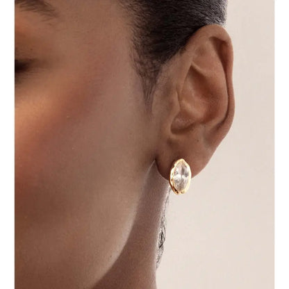 Luxe Mini Stud Earrings | 18K Gold Plated Dainty CZ Studs with Clear Gemstone