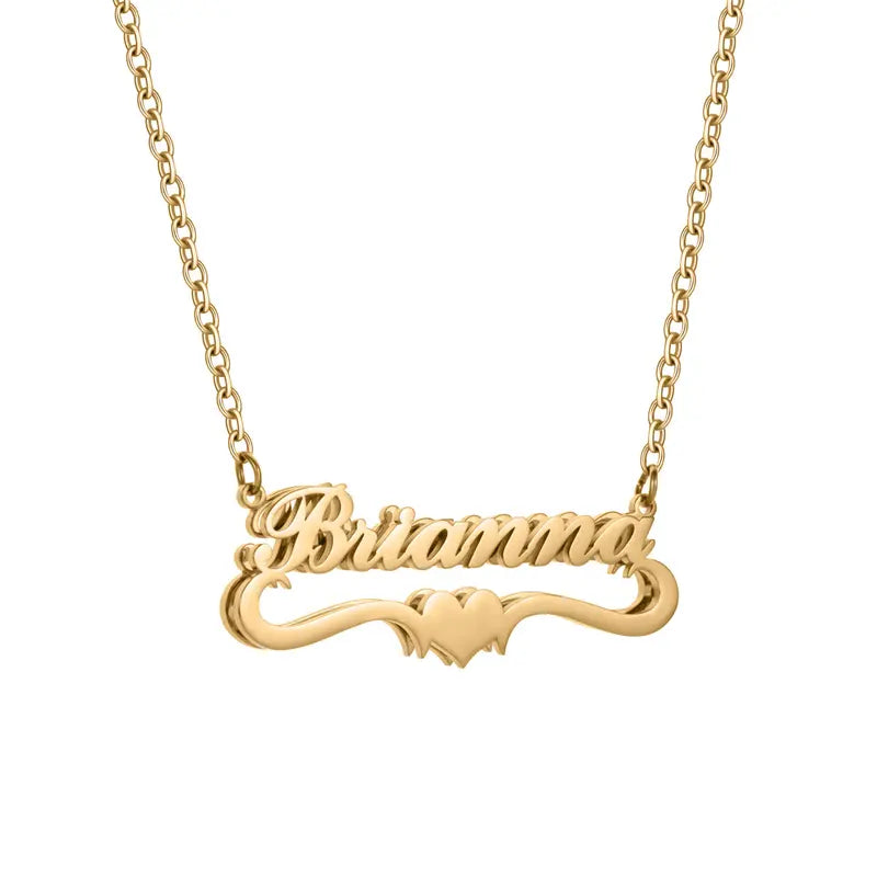 Personalized Double-Layer Stainless Steel Name Necklace – Customized Love Jewelry for Wife, Girlfriend & Mom