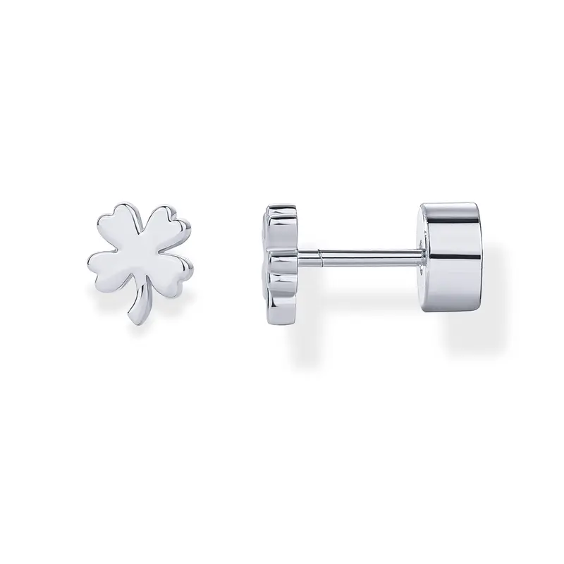 Tiny Clover  Earrings for Women  Silver Gold Flat Back Stud