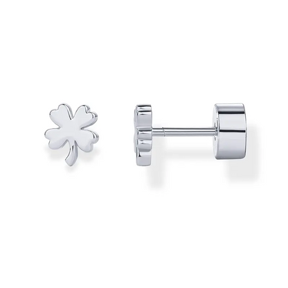 Tiny Clover  Earrings for Women  Silver Gold Flat Back Stud