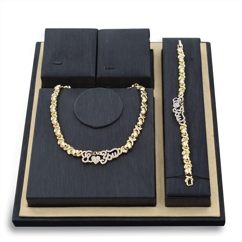 Engraved LOVE Emblem with Heart XO Link Necklace