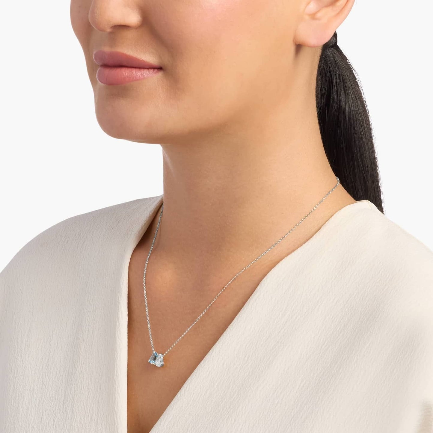 Topaz and Diamond Two Stone Pendant