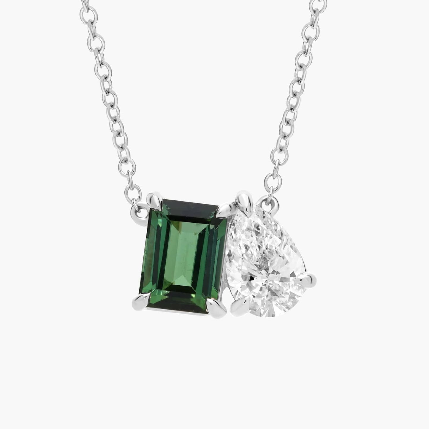 Tourmaline and Diamond Two Stone Pendant