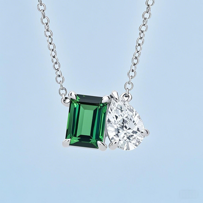 Tourmaline and Diamond Two Stone Pendant