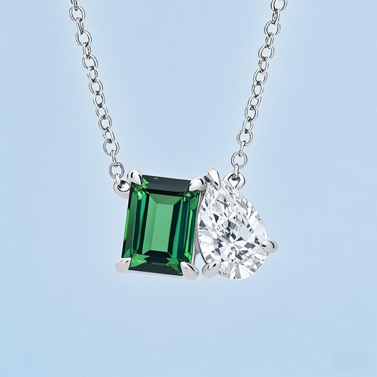 Tourmaline and Diamond Two Stone Pendant