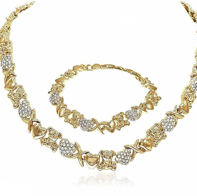 Bear Hug Heart Diamond XO Necklace