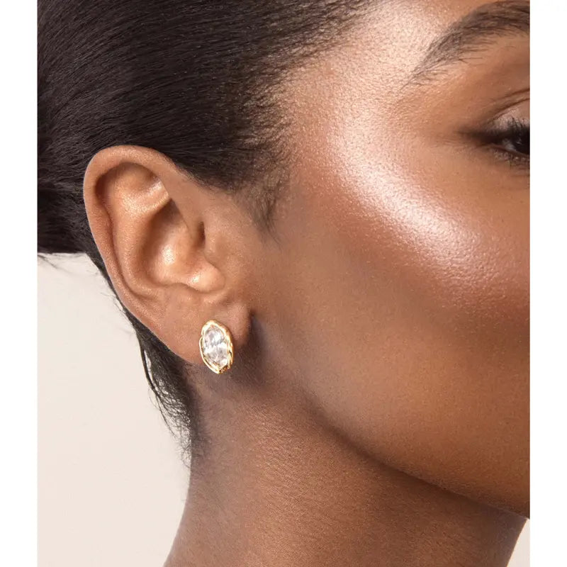Luxe Mini Stud Earrings | 18K Gold Plated Dainty CZ Studs with Clear Gemstone