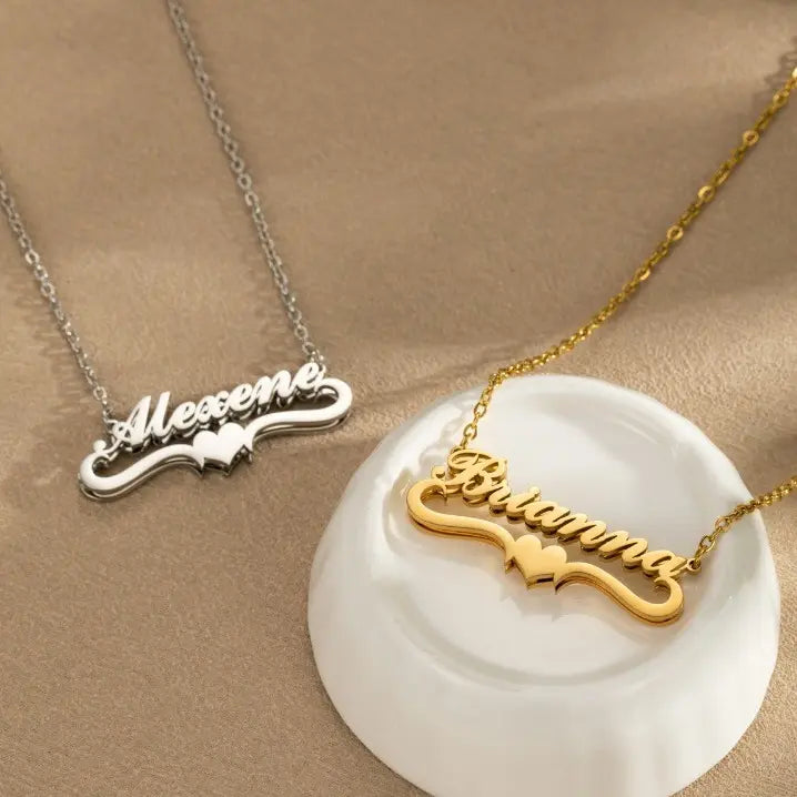 Personalized Double-Layer Stainless Steel Name Necklace – Customized Love Jewelry for Wife, Girlfriend & Mom