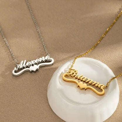 Personalized Double-Layer Stainless Steel Name Necklace – Customized Love Jewelry for Wife, Girlfriend & Mom